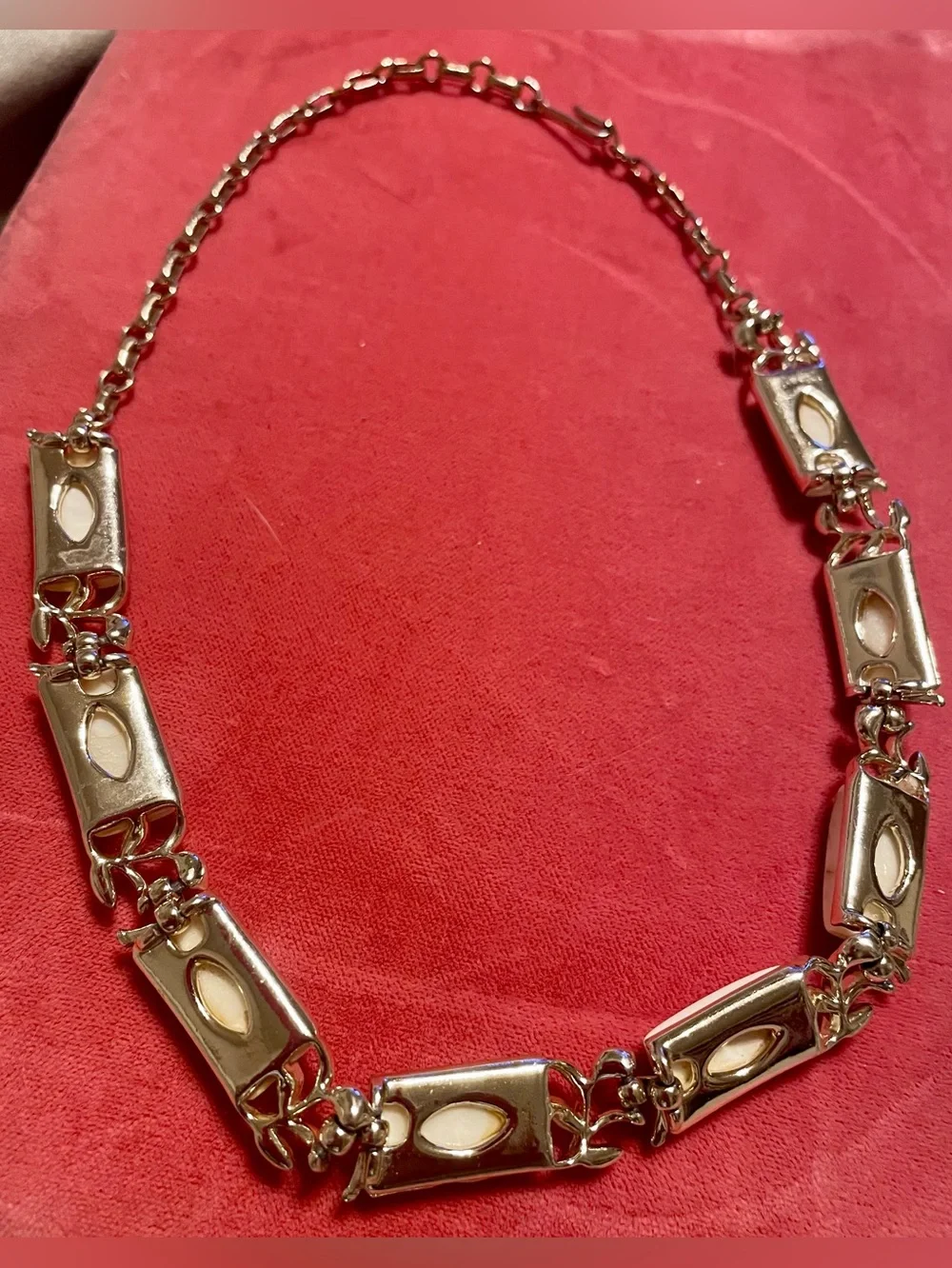 Coro Gold-Tone Necklace with Cream Inlay Panels